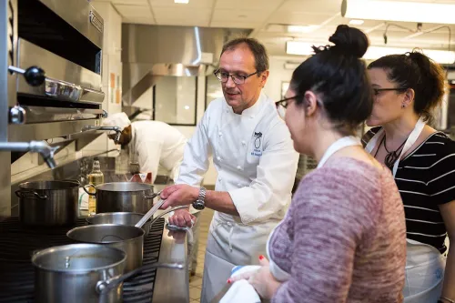 In an ICE kitchen during the zero waste event.