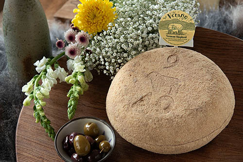 A wheel of Vermont Shepherd Verano cheese