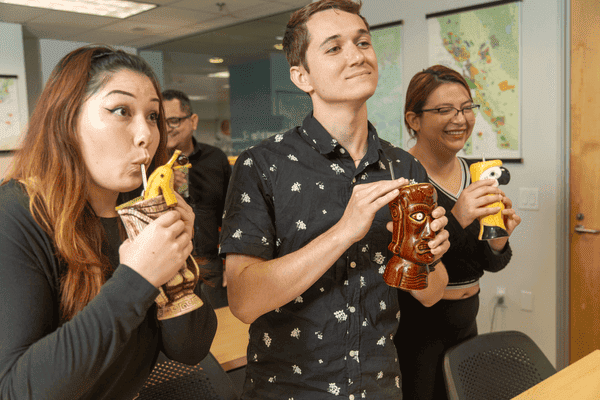 Mixology students drink tiki cocktails they made in ICE LA rec class