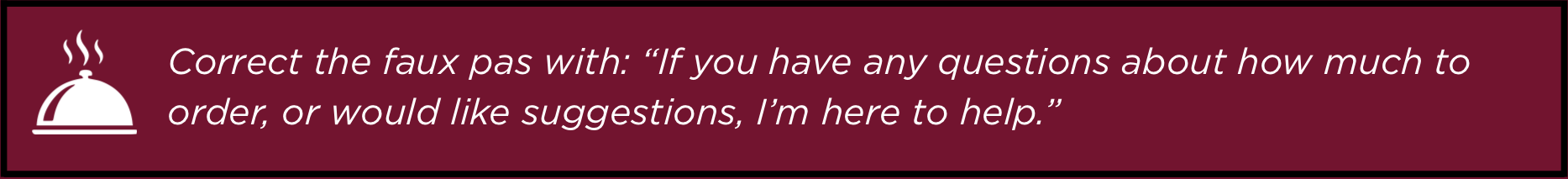 Hospitality Tip on Ordering