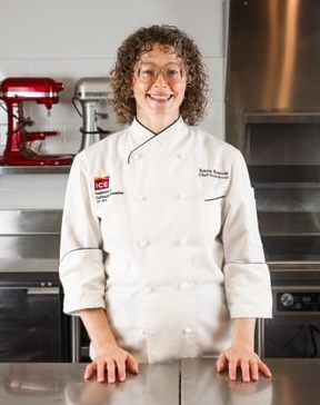 ICE Chef-Instructor Kierin Baldwin in the kitchen.