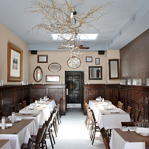Vintage restaurant dining room setting. 