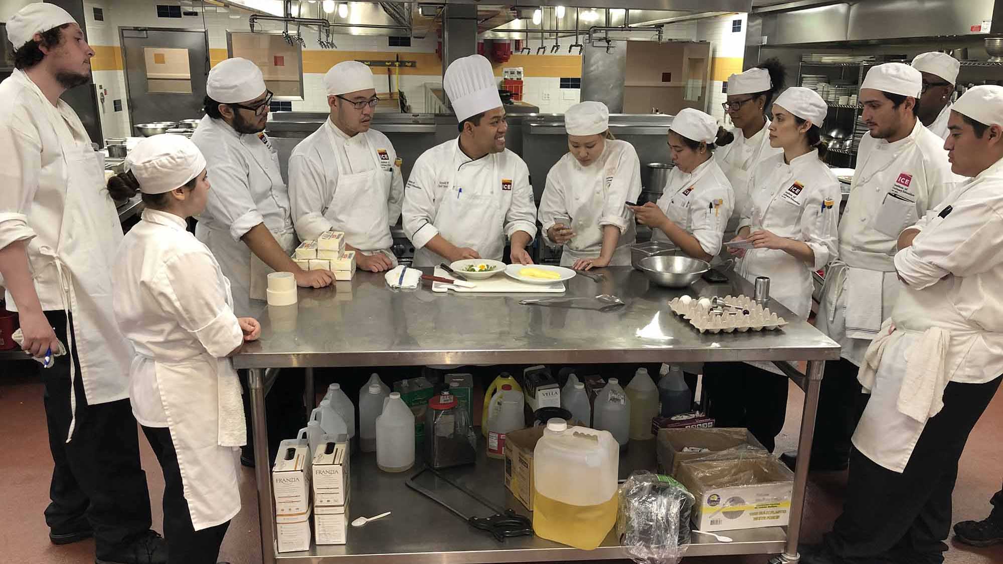 Chef-Instructor Arnold Myint teaches a Culinary Arts class at ICE's LA campus.