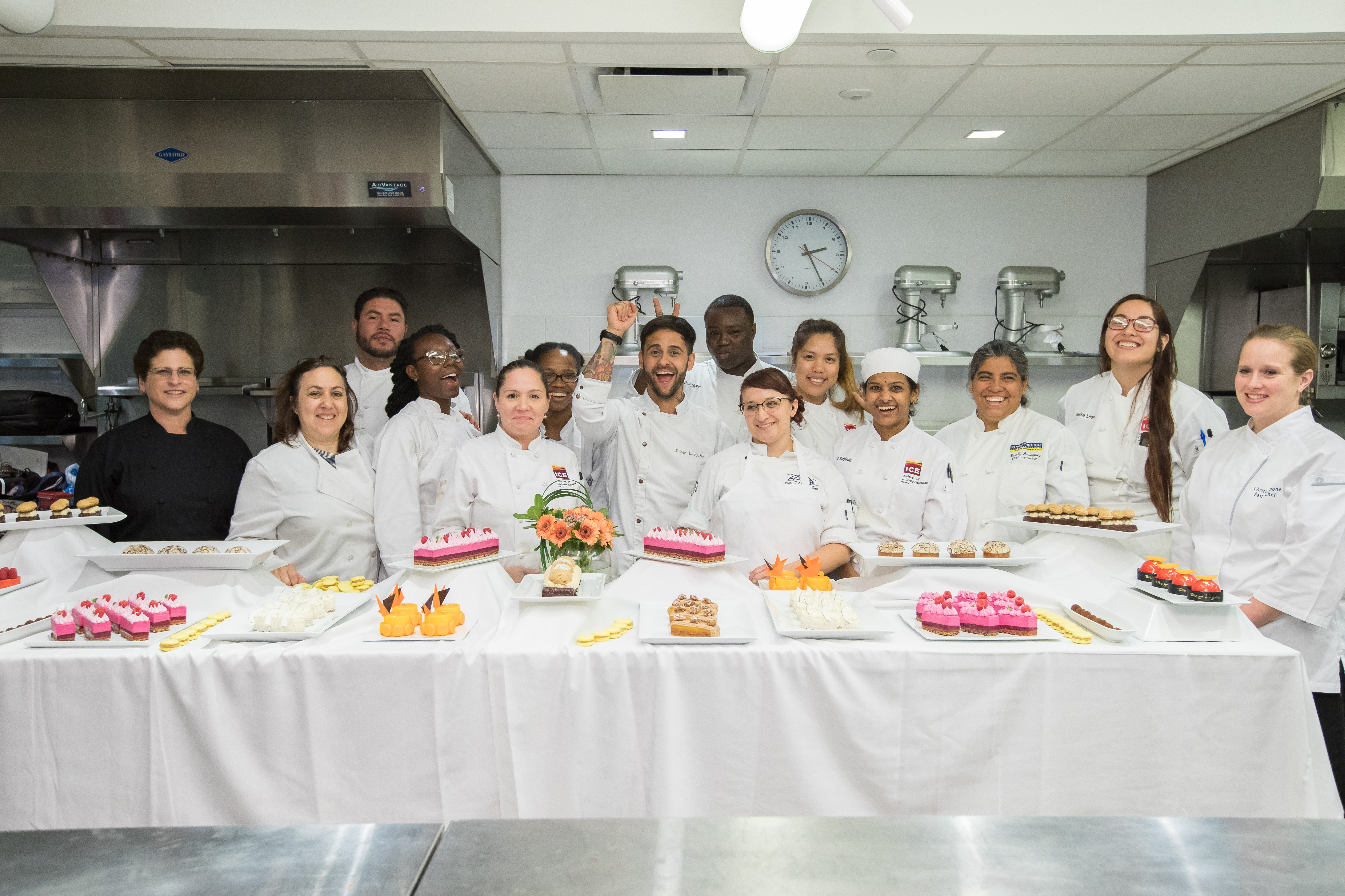 Chef Diego Lozano celebrates the final result with a CAPS class at ICE.