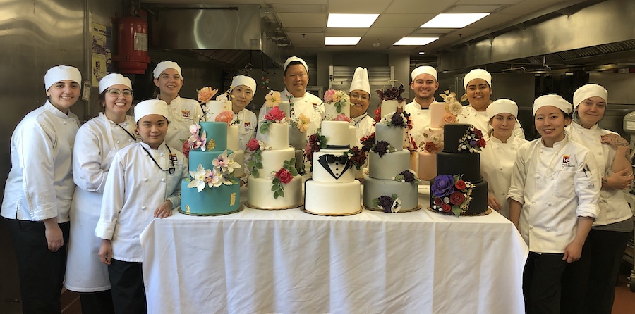 Chef Norma with pastry students and their final cakes