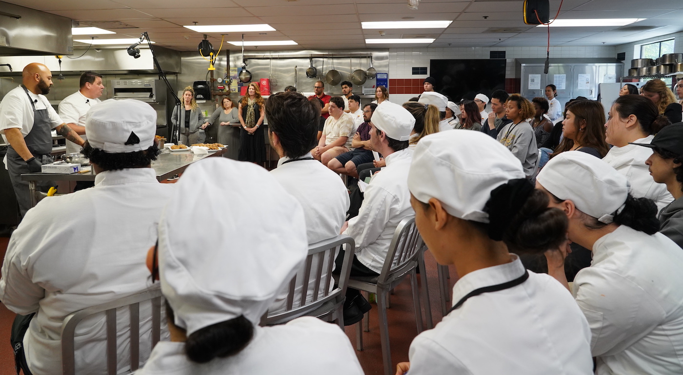 ICE students watch Chef Eric Klein's demonstration