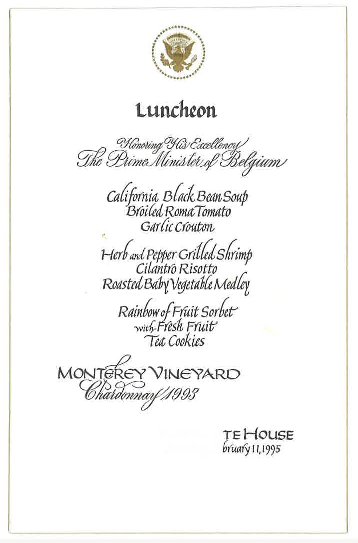 Chef Louis Eguaras saved a menu from a White House luncheon.