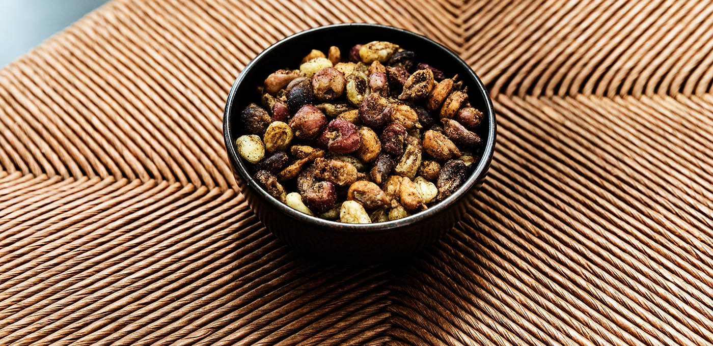 Onda's nuts are served with lacto-fermented jalapeño-sauerkraut salt. Photo by DYLAN + JENI.