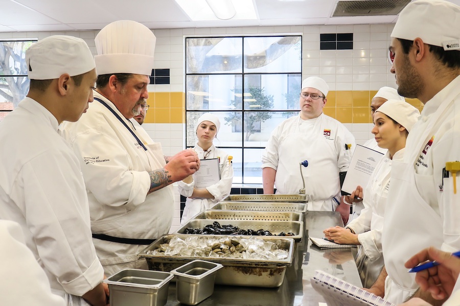 Chef-Instructor Mike Pergl teaches Culinary Arts students