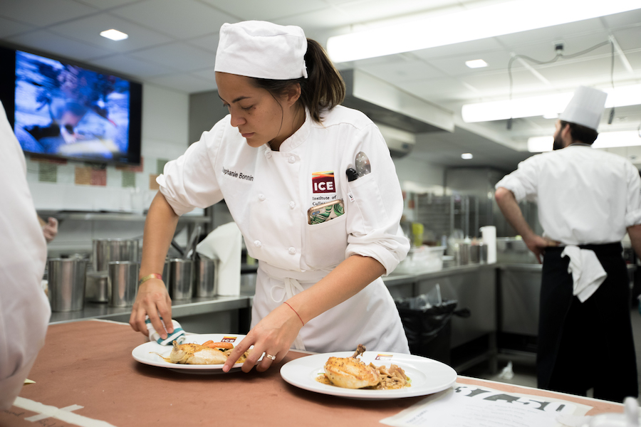 Student practicing plating