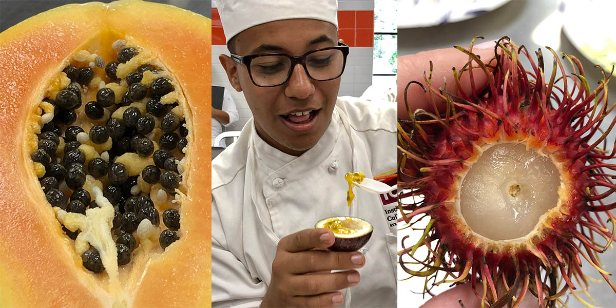 ICE LA students sampled exotic fruits during a presentation from Melissa's Produce.