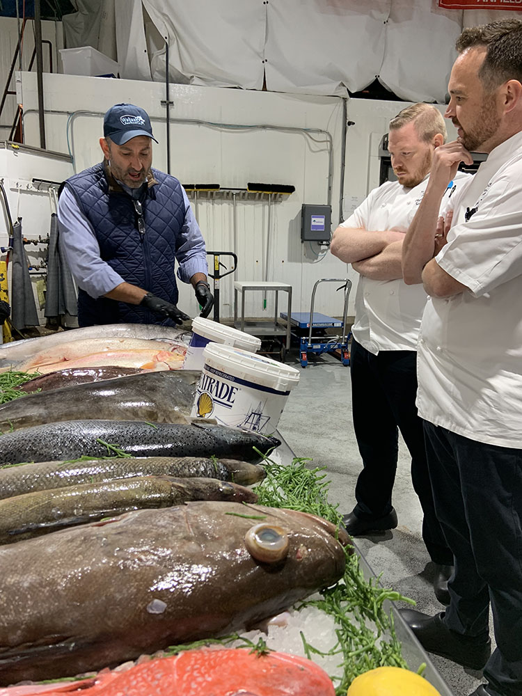 Four Seasons chefs Donovan Davis and Michael Zachman visited the hotel's sustainable seafood supplier, Wabash Seafood, in advance of a summer sustainability campaign at Allium Restaurant.