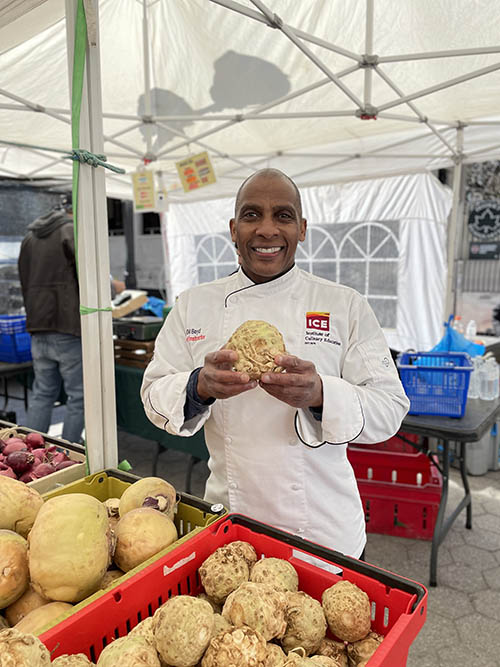 Chef Gill Boyd at the farmers' market.