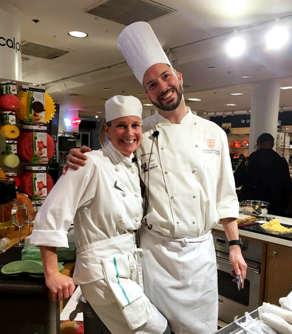 ICC's Pastry Chef-Instructor Jurgen David and "The Cookie Games" winner Maureen Naff during their baking demonstration of Nagelkaas Cocktail Cookie at Bloomingdale's.