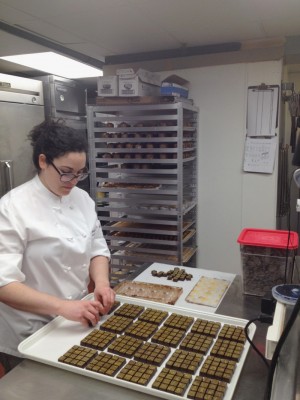 Jessica, preparing chocolates at Gramercy Tavern