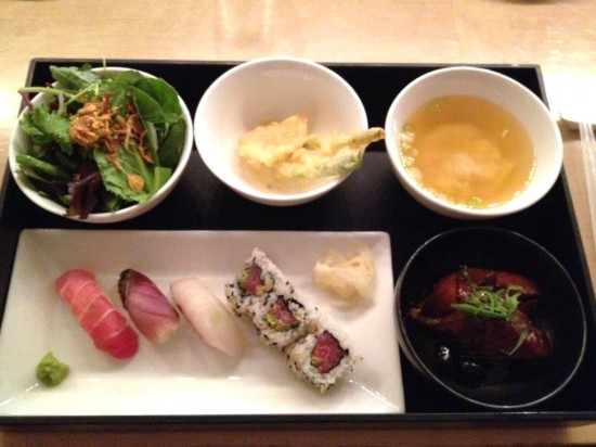 bento box and sushi from japanese restaurant