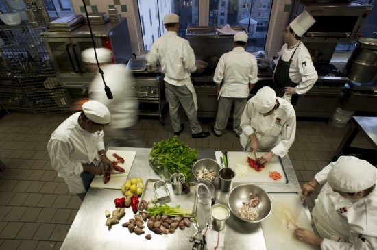 busy professional kitchen in new york