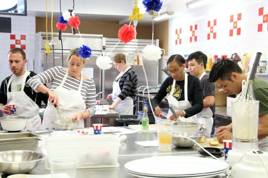 Students preparing traditional American dishes