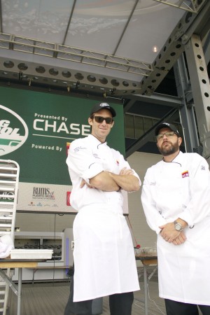 Chefs James Briscione and Chad Pagano, ready for grilling.