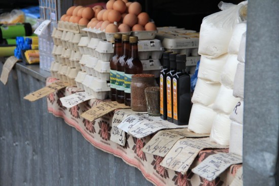 Various fresh and dry goods at the market in Kaunas