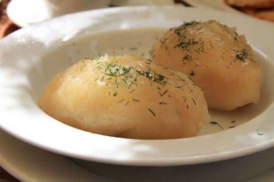 Cepelinai: meat and potato dumplings considered to be the national dish of Lithuania