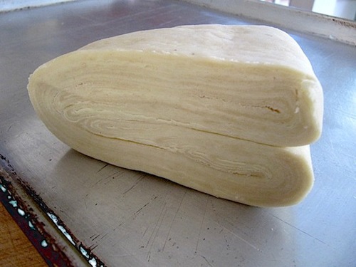 The many layers of butter and dough that make up puff pastry.