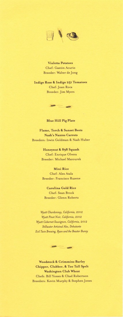 Blue Hill Menu