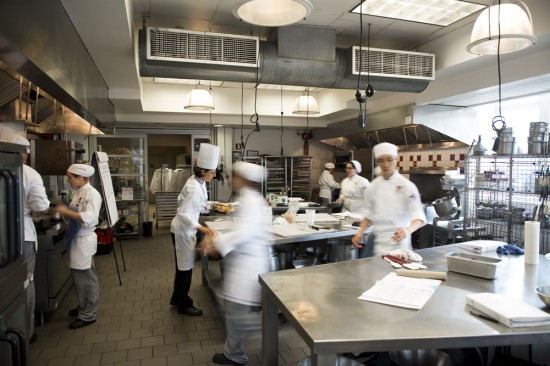 busy professional kitchen in new york