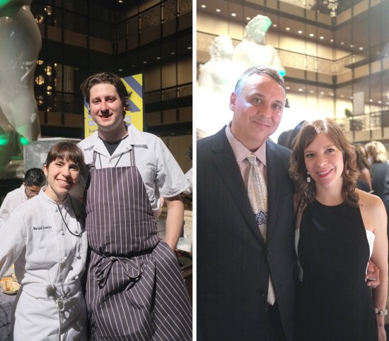 ICE culinary student Mariseli volunteers alongside alumnus Aaron Gottesman (Chef de Cuisine, The Fat Ham—Philadelphia). JBF award winner and ICE alum Amy Thielen attends Monday's gala with her husband.