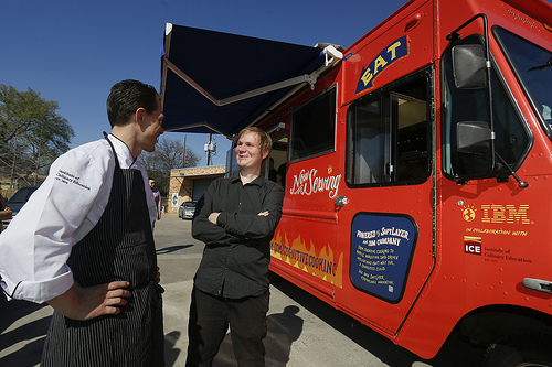 Florian, outside the IBM Food Truck with ICE Creative Director Michael Laiskonis.