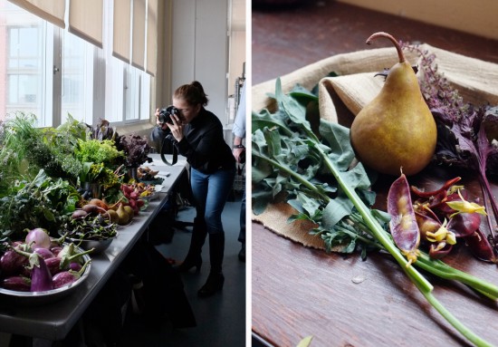 A student practices photographing fresh produce; first attempts at still life food styling.