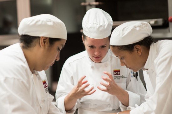 culinary students huddled together