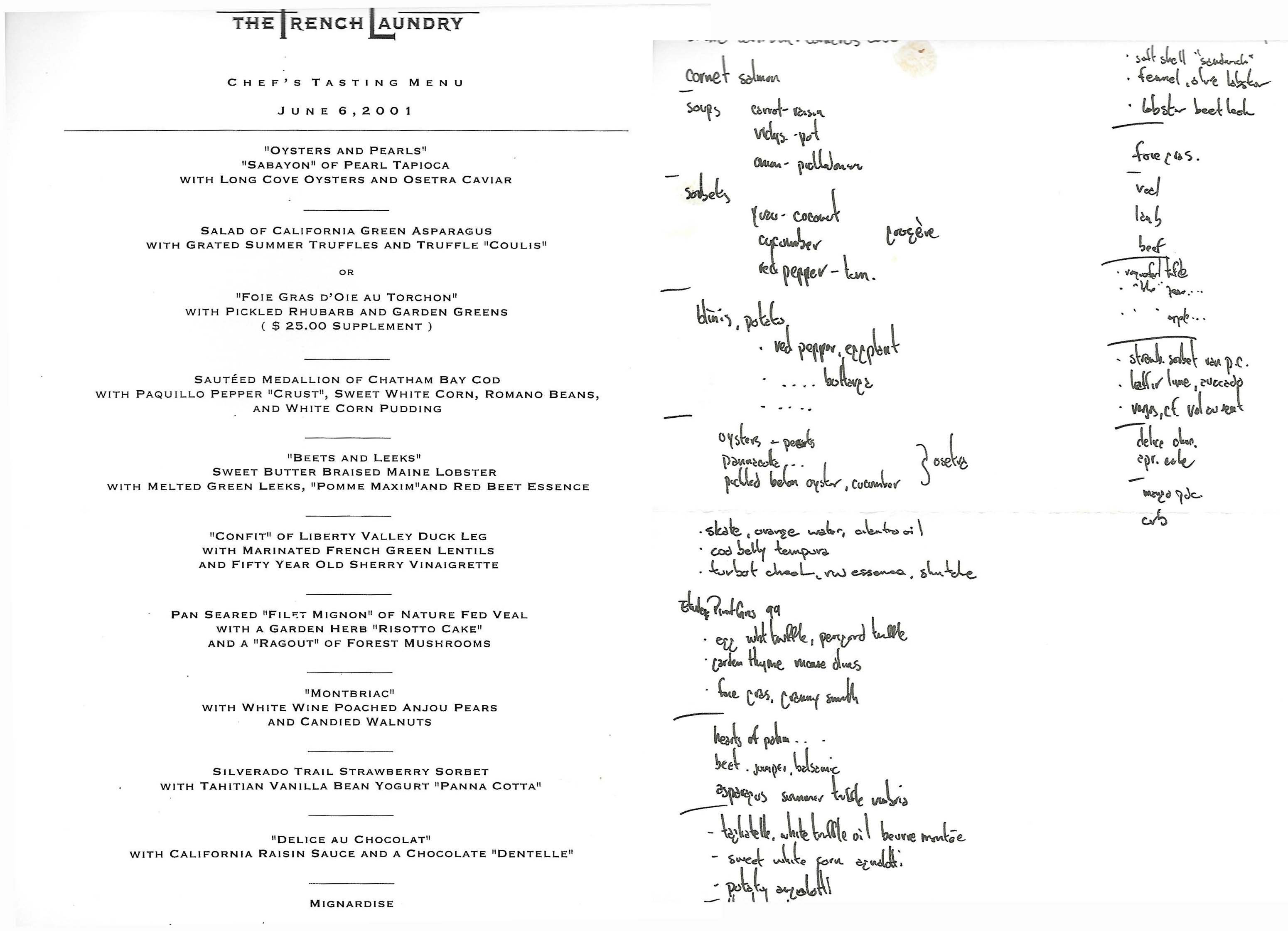 Thomas Keller French Laundry Menu