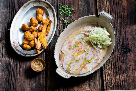 food styling with fish and chips