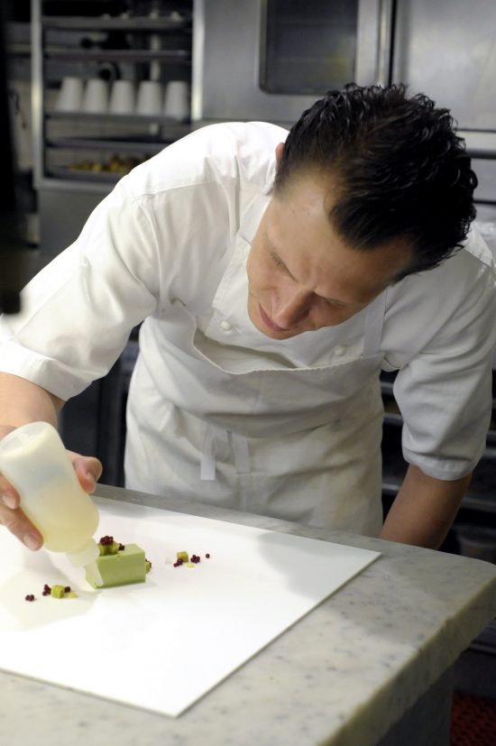 Chef Michael Laiskonis at work in a professional kitchen in New York
