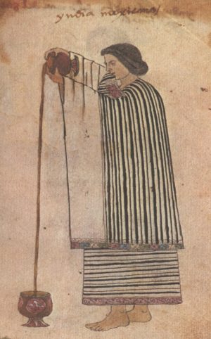 Aztec woman pouring chocolate
