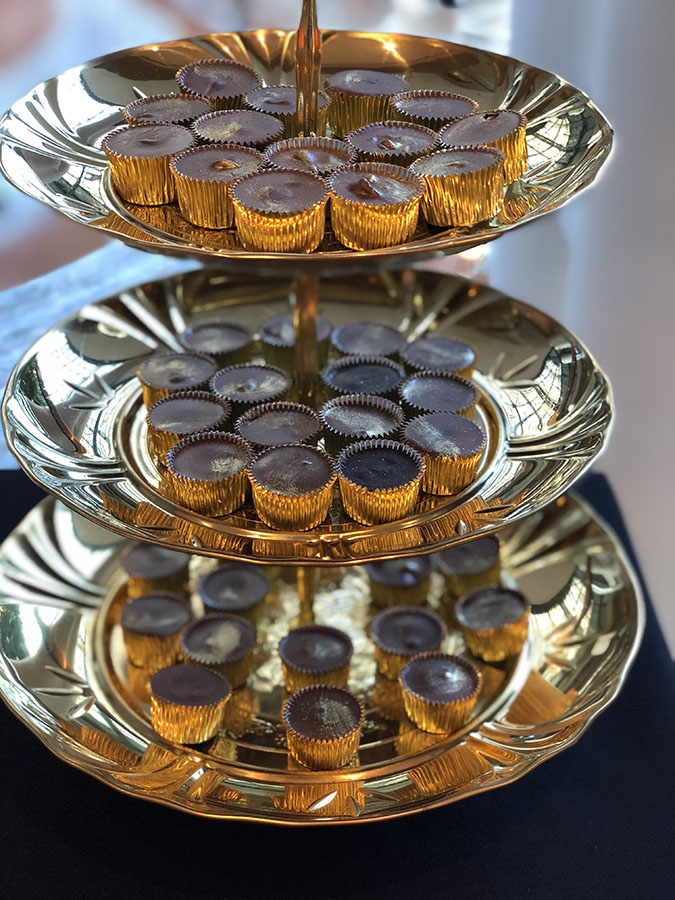 Chef Tracy's gold-dusted, chocolate peanut butter cups