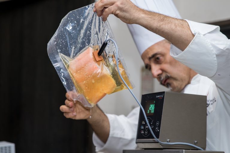 Chef Herve demonstrating the sous vide technique