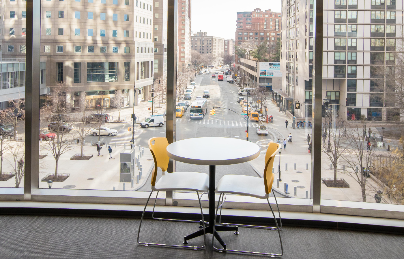 chairs and table in student lounge