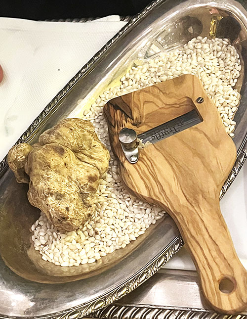 A fresh Truffle and Truffle Slicer at Restaurant Funke in Los Angeles