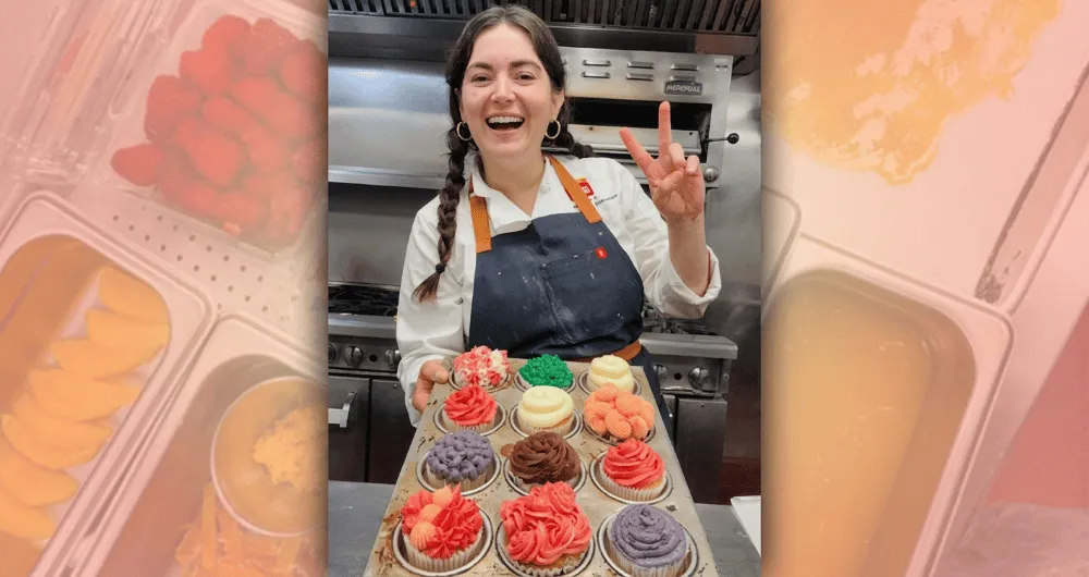 Chef Ellen Bennet giving a peace sign. 