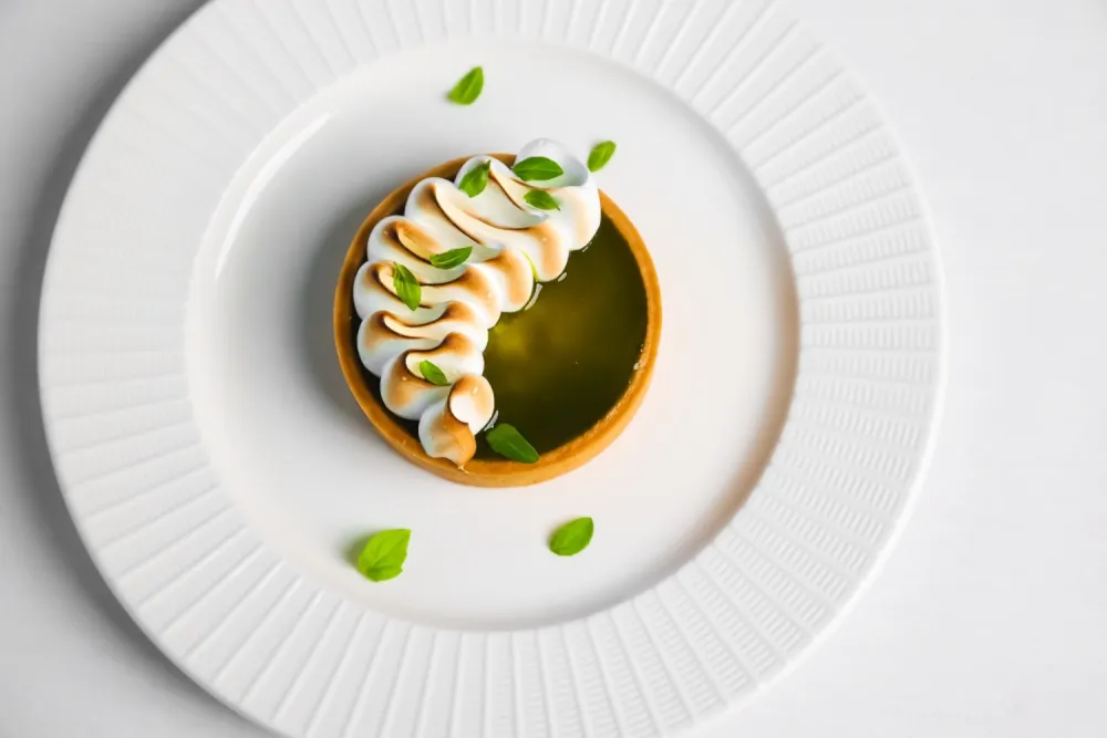 Lemon basil meringue pie.