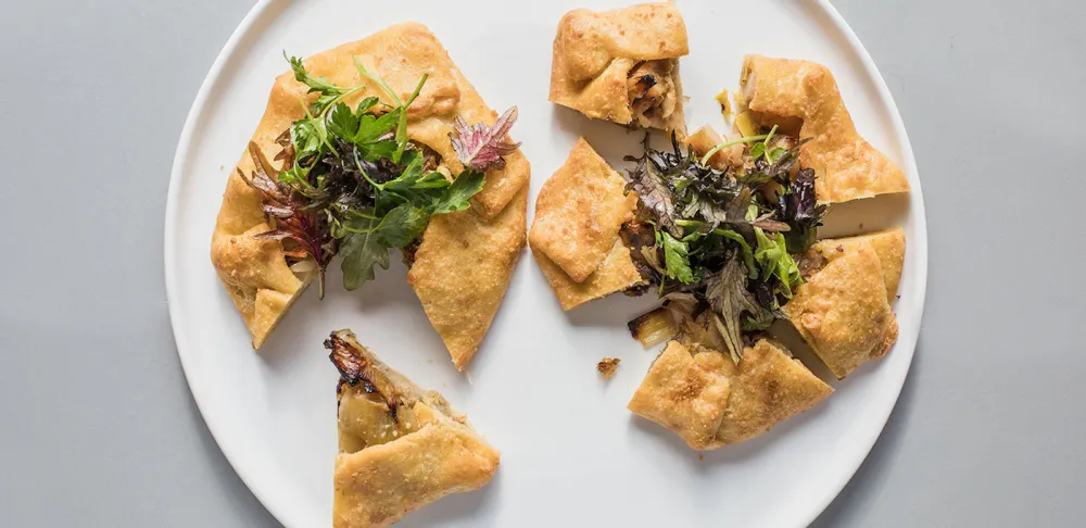 Potato onion and leek galette