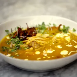 Leftover Turkey Soup with Chanterelles and Vadouvan