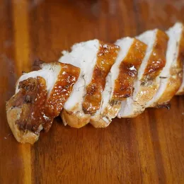 Seared, sliced chicken.