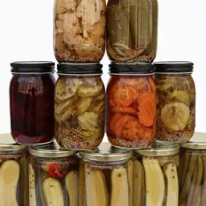 variety of pickles made during pickling workshop at ICE
