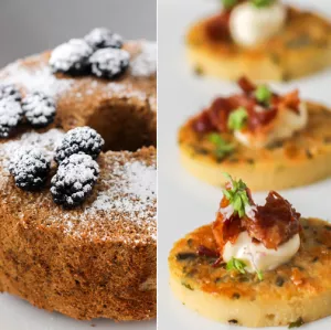 gluten free banana bread and chickpea canapes