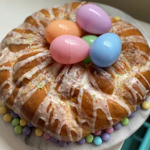 Easter bread with eggs