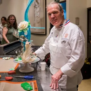 Jacques Torres with his sugar showpiece