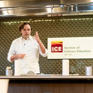 Chef Paul Liebrandt inspires culinary students at ICE.